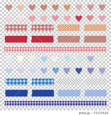バレンタイン ホワイトデーカラーのハートアイコンとマスキングテープセットのイラスト素材