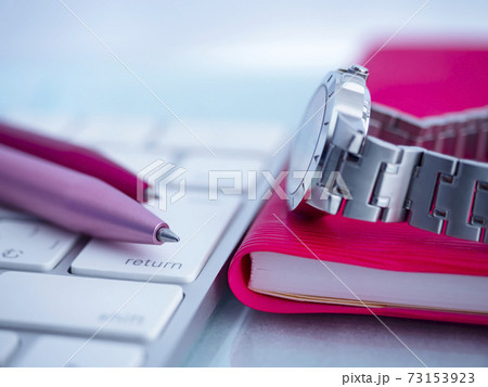ビジネスイメージ・手帳・キーボード・女性 ビジネスイメージ・手帳・キーボード・女性 73153923