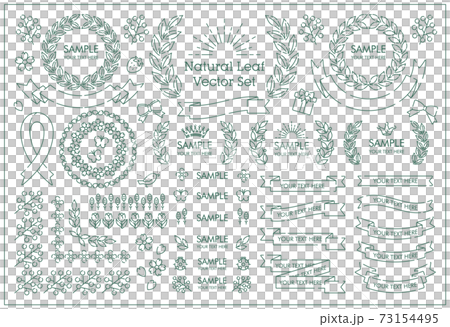 さわやかな春と植物とリボンのセット 73154495