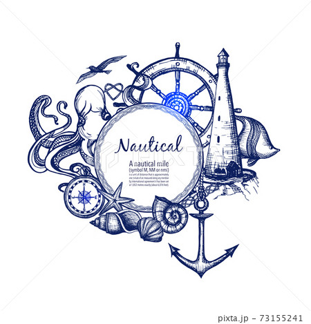 Nautical marine composition icon doodle 73155241
