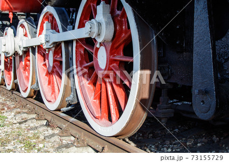locomotive wheels closeup locomotive wheels closeup 73155729