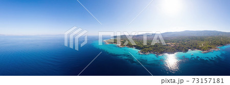 Wide shot of the Aegean sea coast in Greece Wide shot of the Aegean sea coast in Greece 73157181