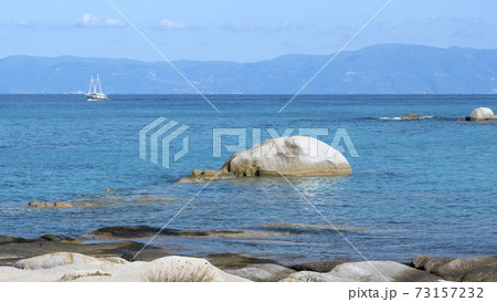 Aegean sea coast in Greece 73157232