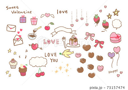 バレンタイン素材、装飾イラスト　つめあわせ 73157474