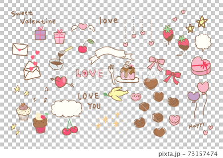 バレンタイン素材、装飾イラスト　つめあわせ 73157474