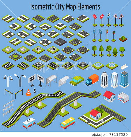 Isometric City Map Elements Isometric City Map Elements 73157529
