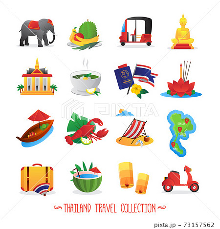 Thailand Travel Flat Icons Collection 73157562