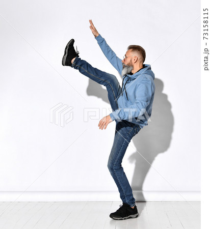 Jumping man happy excited. Funny portrait on young Jumping man happy excited. Funny portrait on young 73158115