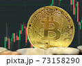 Golden Bitcoin on Crypto Currency Exchange Graph 73158290