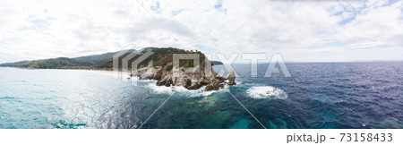 Wide shot of Aegean sea coast in Greece 73158433