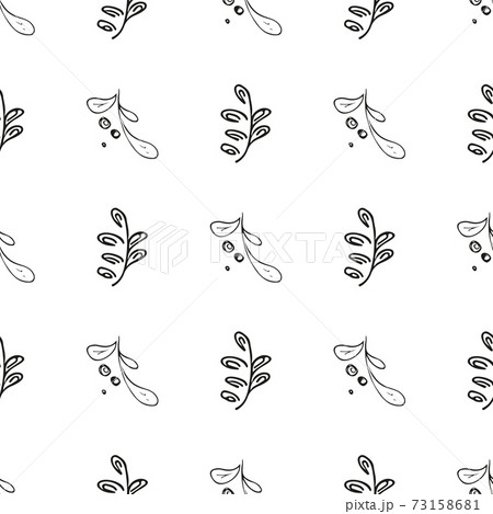 Doodle simple vector seamless pattern of hand-drawn leaves. Seamless pattern of hand-drawn branches. Big floral botanical set. Isolated on white background. Doodle simple vector seamless pattern of hand-drawn leaves. Seamless pattern of hand-drawn branches. Big floral botanical set. Isolated on white background. 73158681