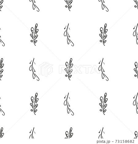 Doodle simple vector seamless pattern of hand-drawn leaves. Seamless pattern of hand-drawn branches. Big floral botanical set. Isolated on white background. Doodle simple vector seamless pattern of hand-drawn leaves. Seamless pattern of hand-drawn branches. Big floral botanical set. Isolated on white background. 73158682