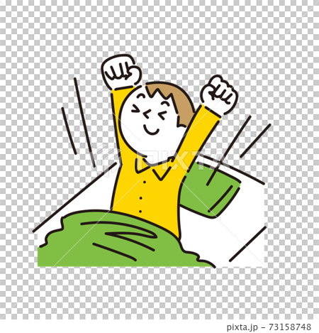 A boy who wakes up comfortably in the morning 73158748