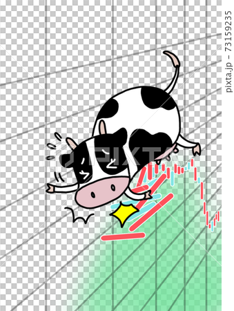 【株式相場格言:動物(干支)丑つまずく】ホルスタインの雌牛と株価チャート。文字なし、背景白 【株式相場格言:動物(干支)丑つまずく】ホルスタインの雌牛と株価チャート。文字なし、背景白 73159235