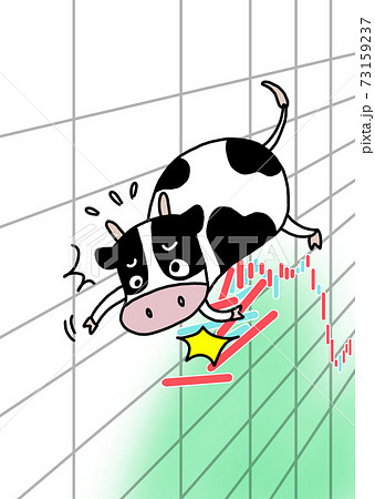 【株式相場格言:動物(干支)丑つまずく】ホルスタインの牡牛と株価チャート。文字なし、背景白 【株式相場格言:動物(干支)丑つまずく】ホルスタインの牡牛と株価チャート。文字なし、背景白 73159237