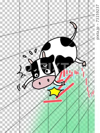 【株式相場格言:動物(干支)丑つまずく】ホルスタインの牡牛と株価チャート。文字なし、背景白 【株式相場格言:動物(干支)丑つまずく】ホルスタインの牡牛と株価チャート。文字なし、背景白 73159237