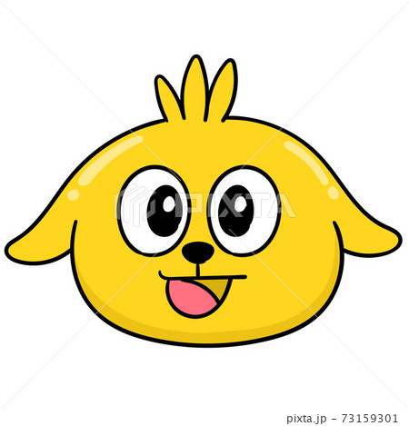 yellow dog head emoticon with laughing expression, doodle icon image 73159301