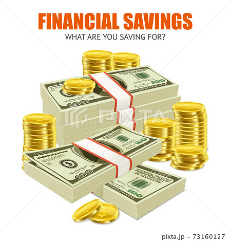 Dollars Coins Savings Realistic Composition Dollars Coins Savings Realistic Composition 73160127