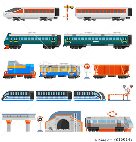 Rail Transport Flat Colorful Icons Set Rail Transport Flat Colorful Icons Set 73160145