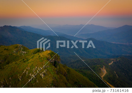 Aerial view of Doi Pha Tang the famous mountain tourist attraction in Chiang Rai province, Thailand 73161416