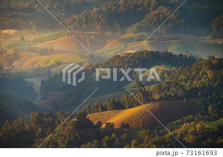 Beautiful sunrise mountain range in Tha Song Yang district located in Tak province, Thailand Beautiful sunrise mountain range in Tha Song Yang district located in Tak province, Thailand 73161693