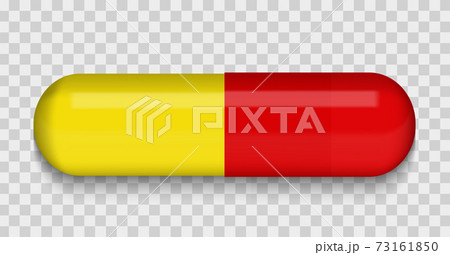 Red Medical pill on a transparent background. Virus capsule. The medicine. Vector Illustration. EPS10 73161850