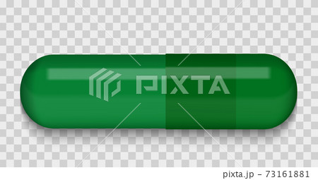 Green Medical pill on a transparent background. Virus capsule. The medicine. Vector Illustration. EPS10 73161881