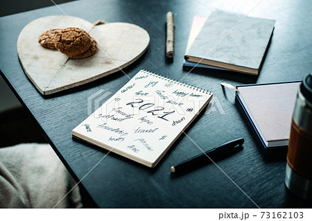 Goal Setting Strategies, new year resolution, new me, start planning new year 2021. How get you started and achieve success. Open notepad with text ready for planning on table Goal Setting Strategies, new year resolution, new me, start planning new year 2021. How get you started and achieve success. Open notepad with text ready for planning on table 73162103
