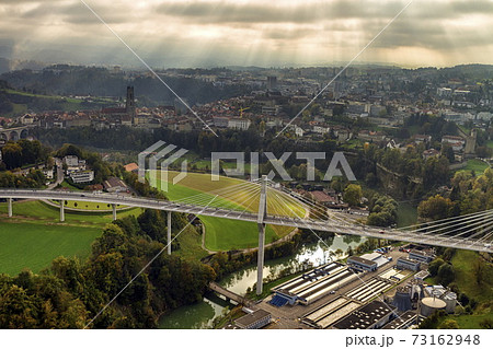 Aerial view of Fribourg, Switzerland 73162948
