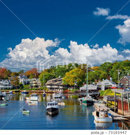 Fishing boats docked in Perkins Cove, Maine, USA Fishing boats docked in Perkins Cove, Maine, USA 73163447
