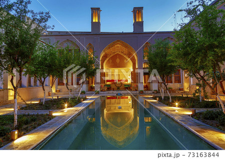 The Ameriha Reflecting Pools in Kahsan Iran After Sundown 73163844