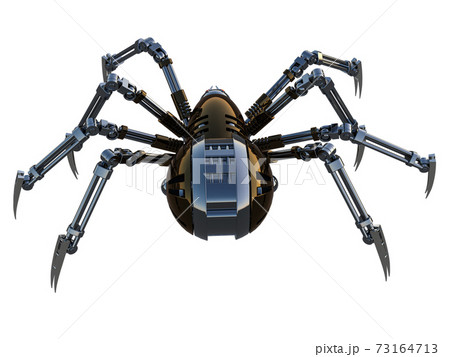 Mechanical spider, high resolution image isolated on white background. 3d rendering, 3d illustration. 73164713