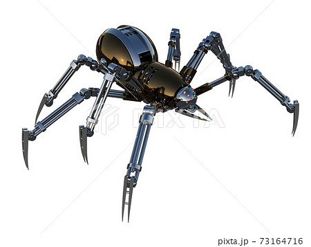 Mechanical spider, high resolution image isolated on white background. 3d rendering, 3d illustration. 73164716