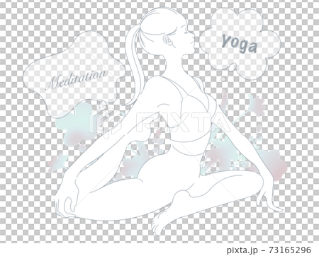 女人在做瑜伽/灰色花 女人在做瑜伽/灰色花 73165296