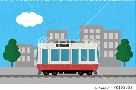 都市を走る電車のベクターイラストのイラスト素材