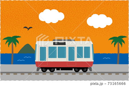 Vector Illustration Of A Train Running Along Stock Illustration