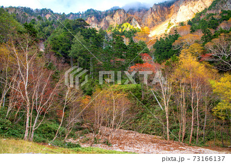 日光　金精峠付近の風景　国道120号　紅葉景色　秋景色　　栃木県側　　 73166137