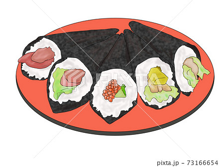 複数の巻き寿司 手描き のイラスト素材