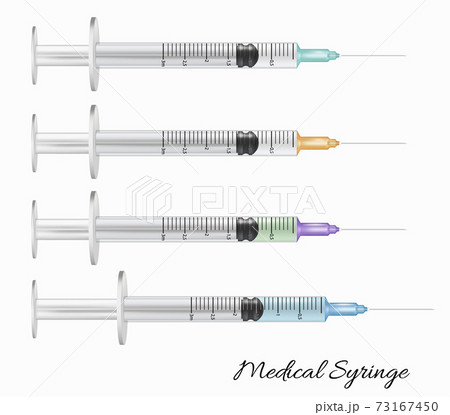 Set Of Medical Disposable Syringes Vectorのイラスト素材