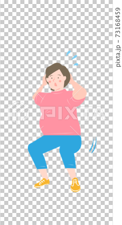 Overweight woman doing squats Overweight woman doing squats 73168459