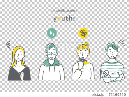 Simple and fashionable line art illustrations for young people 73169230