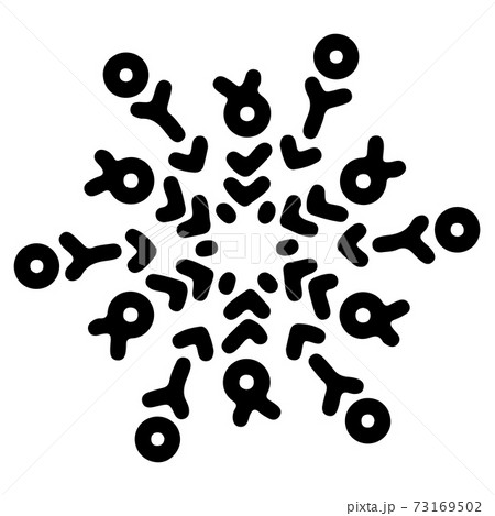Abstract mandala ornament. Snowflake pattern. Black and white authentic background. Vector illustration. 73169502