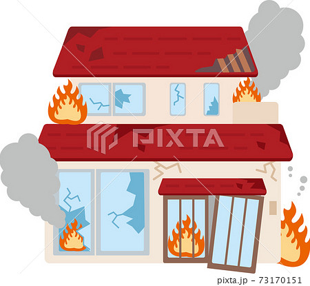 火災の危険がある空き家のイラスト素材