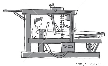 奄美大島紬の工程イラスト　締め機 73170360
