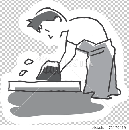 奄美大島紬の工程イラスト 泥染めのイラスト素材