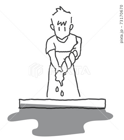 奄美大島紬の工程イラスト 泥染めのイラスト素材