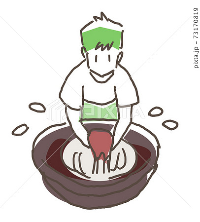 奄美大島紬の工程イラスト　テーチ木染め 73170819