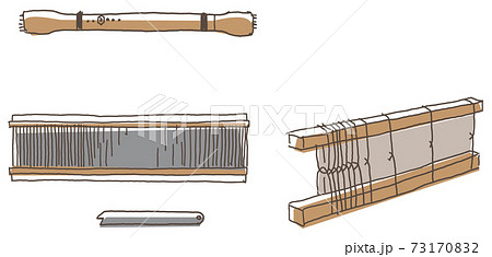 奄美大島紬の工程イラスト 機織り 織工 奄美大島紬の工程イラスト 機織り 織工 73170832