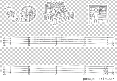 奄美大島紬の工程イラスト　蚕から糊張りまで 73170887
