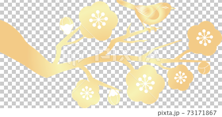 うぐいす　梅　うめ　花　春　シルエット　イラスト素材 73171867